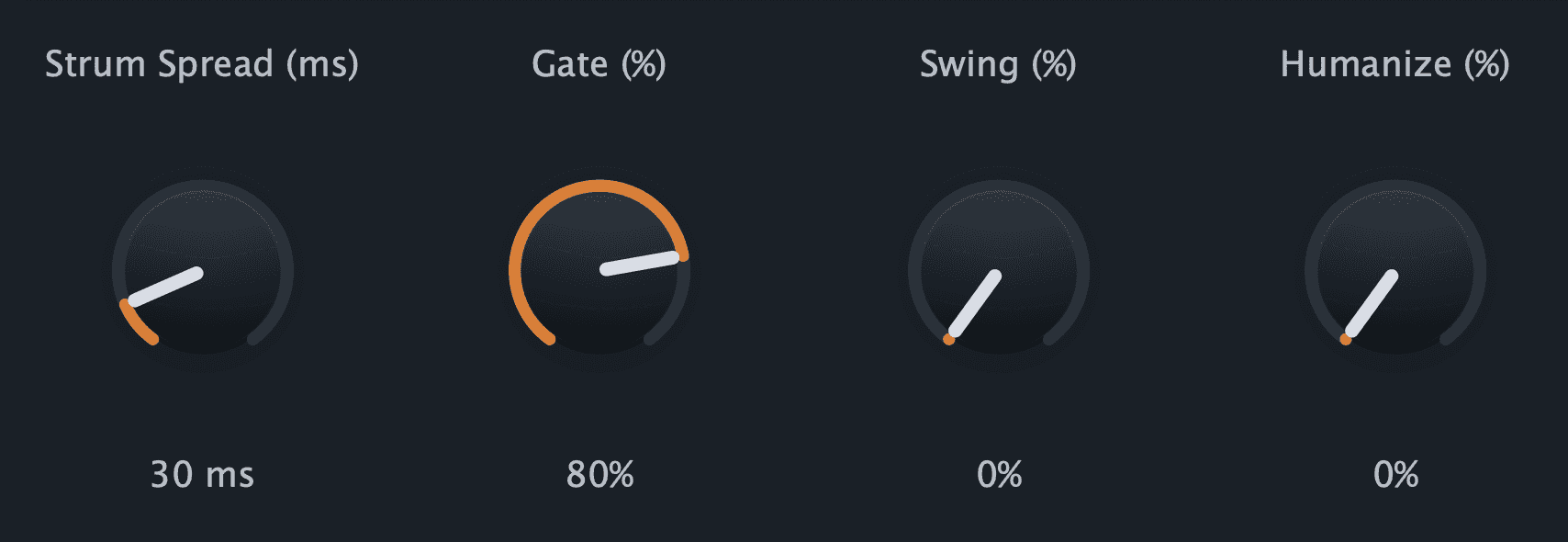 StepStrum global playback and chord response controls.