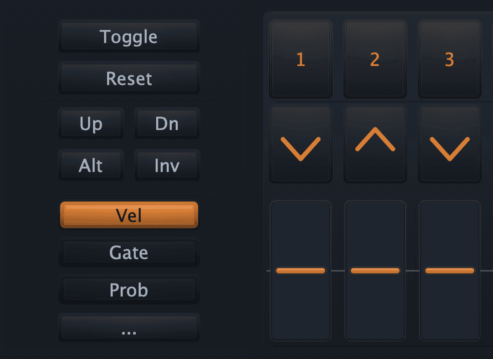 StepStrum Pro modulation lane buttons.