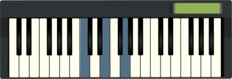 MIDI keyboard holding a chord for StepStrum input.