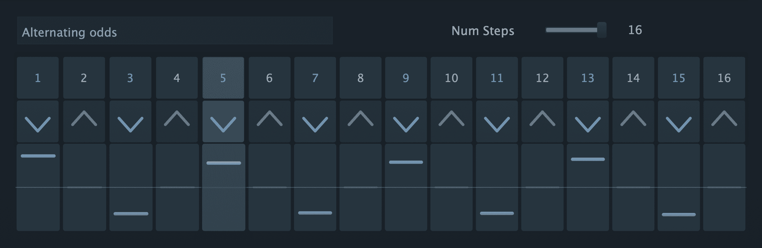 StepStrum Pro step sequencer rhythm pattern.